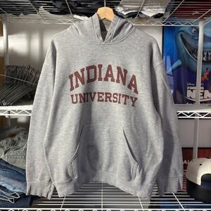 Gildan Indiana University Hoodie Sweatshirt Grey Ultra Blend Mens Size Medium